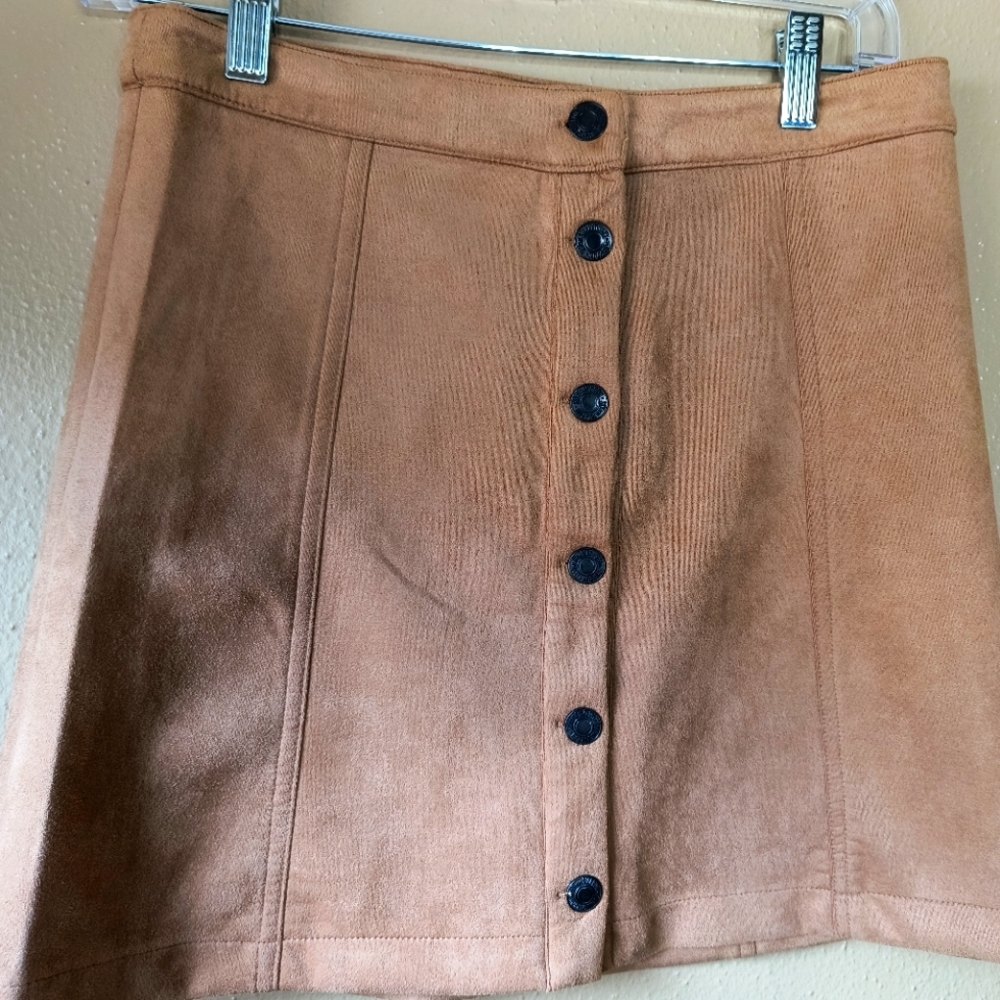 high waisted suede-like miniskirt
